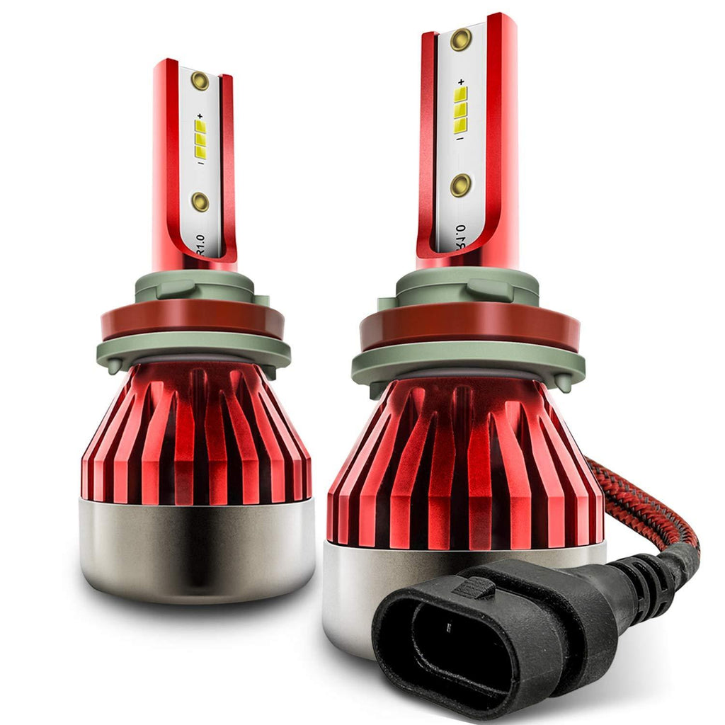 2-Sided LED Headlight Conversion Kit with Fan Base - Red Series - Autolizer