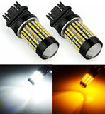3157 (3156/3056/3057) 120-SMD 3014 LED Switchback Bulbs with Projector, White/Yellow