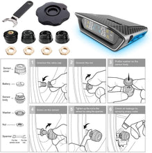 Load image into Gallery viewer, STEEL MATE Tire Pressure Monitoring System for RV Car - Solar Charge, Carbon Fiber Appearance, Auto Backlight &amp; Sleep &amp; Awake Mode - Autolizer