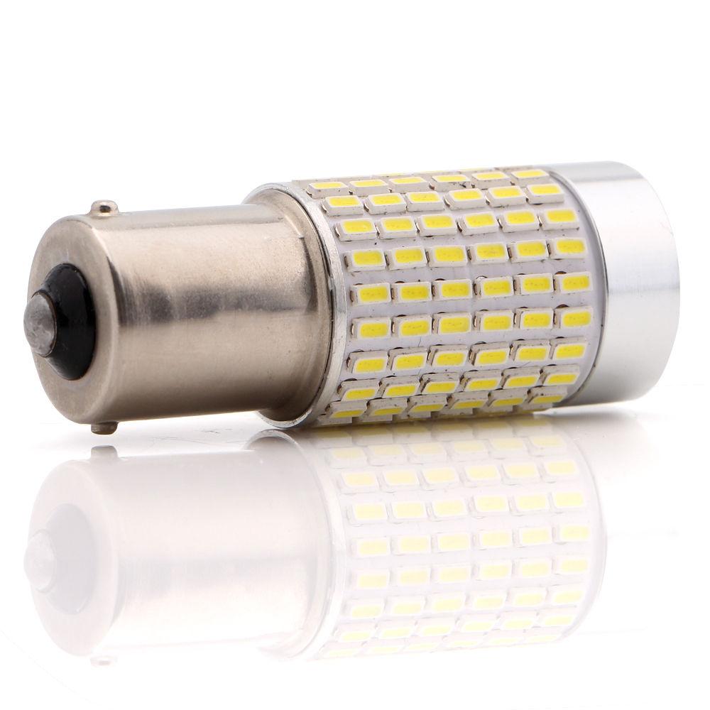 1156 (BA15S/7506/P21W) 144-SMD 3014 LED Bulbs with Projector, Xenon White - Autolizer
