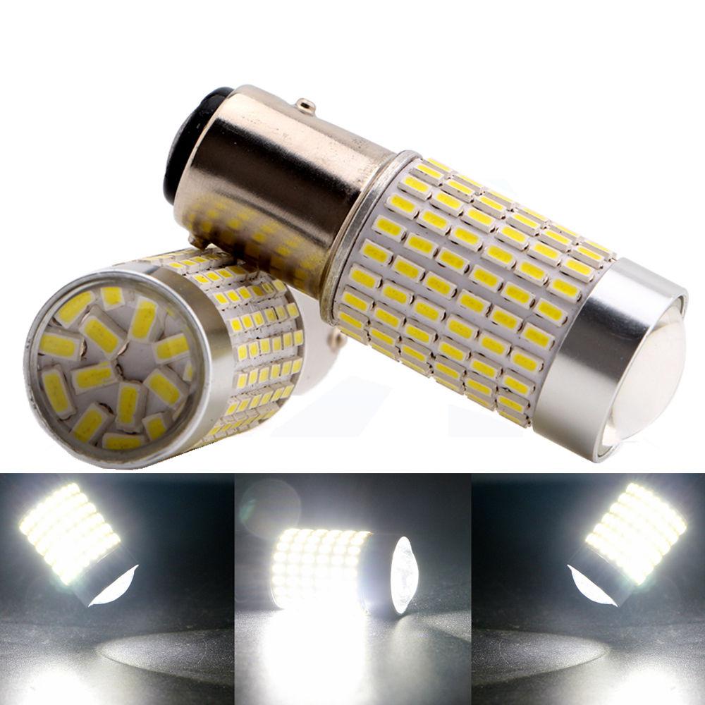 1157 (BAY15D/2037) 144-SMD 3014 LED Bulbs with Projector, Xenon White - Autolizer