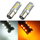 1157 (BAY15D/2037) 22-SMD 5730 LED Switchback Bulbs, White/Yellow