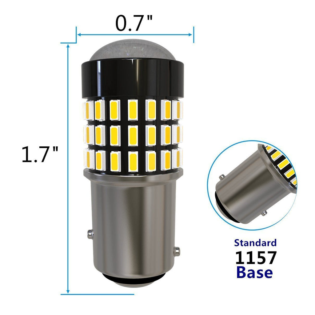 1157 (BAY15D/2037) 78-SMD 3014 LED Bulbs with Projector, Xenon White - Autolizer