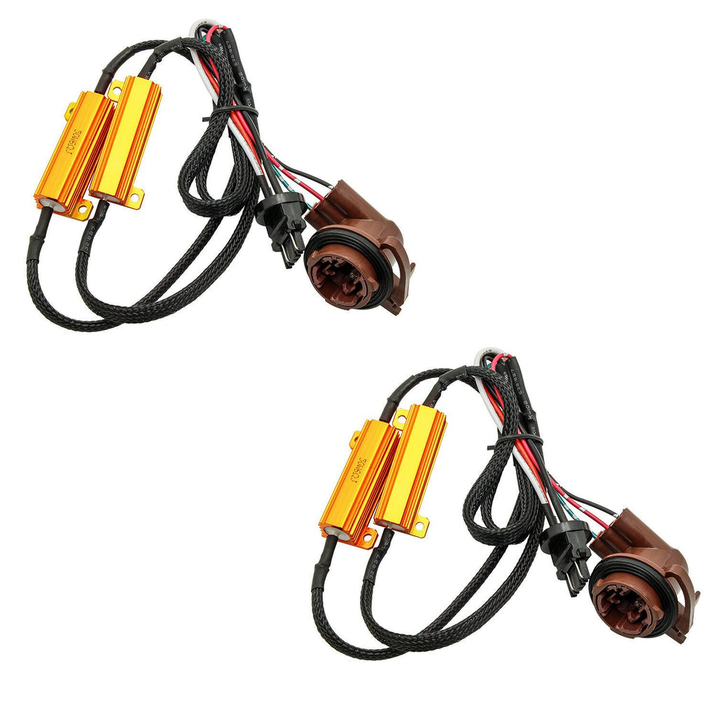 2x 3157 LED 50W 6ohm Load Resistor Adapter Anti Hyper Flashing Error Canceler - Autolizer