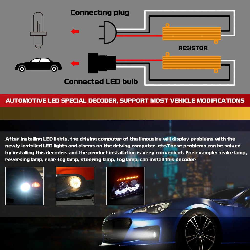 2x 3157 LED 50W 6ohm Load Resistor Adapter Anti Hyper Flashing Error Canceler - Autolizer