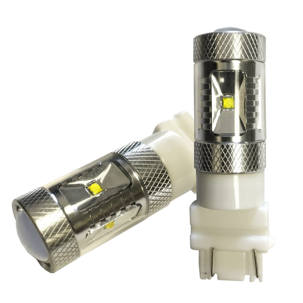 3157 (3156/3056/3057) 30-Watt 6 CREEs LED Bulbs with Projector, Xenon White - Autolizer
