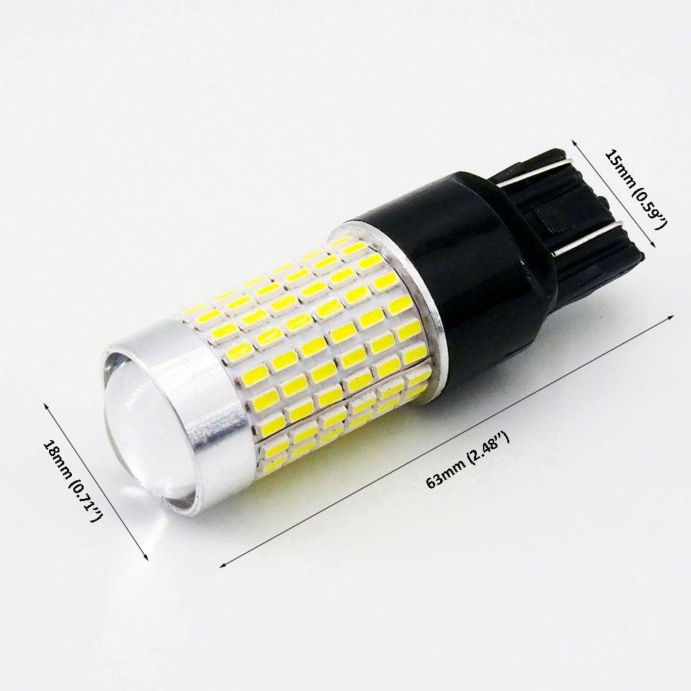 7443 (7440/7441/T20) 144-SMD 3014 LED Bulbs with Projector, Xenon White - Autolizer