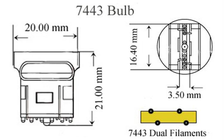7443 (7440/7441/T20) 22-SMD 5730 LED Switchback Bulbs, White/Yellow - Autolizer