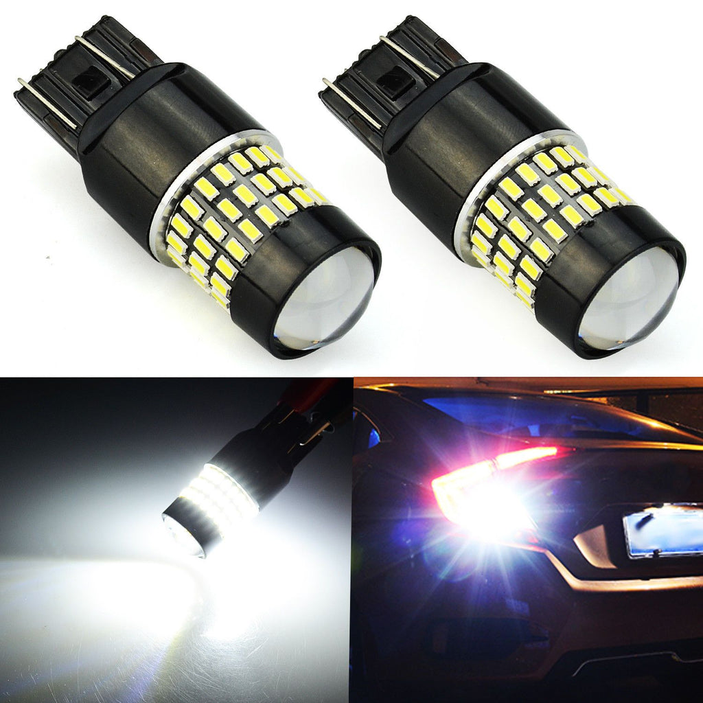 7443 (7440/7441/T20) 78-SMD 3014 LED Bulbs with Projector, Xenon White - Autolizer