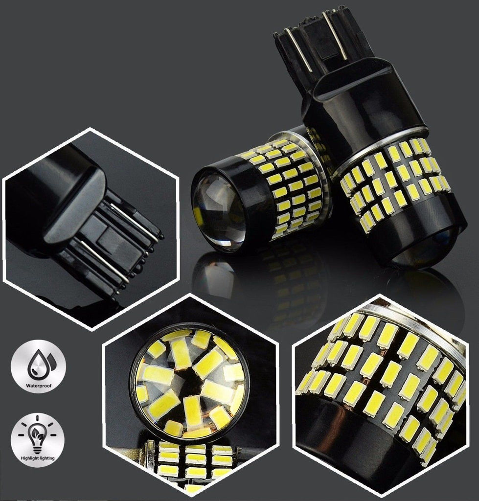 7443 (7440/7441/T20) 78-SMD 3014 LED Bulbs with Projector, Xenon White - Autolizer