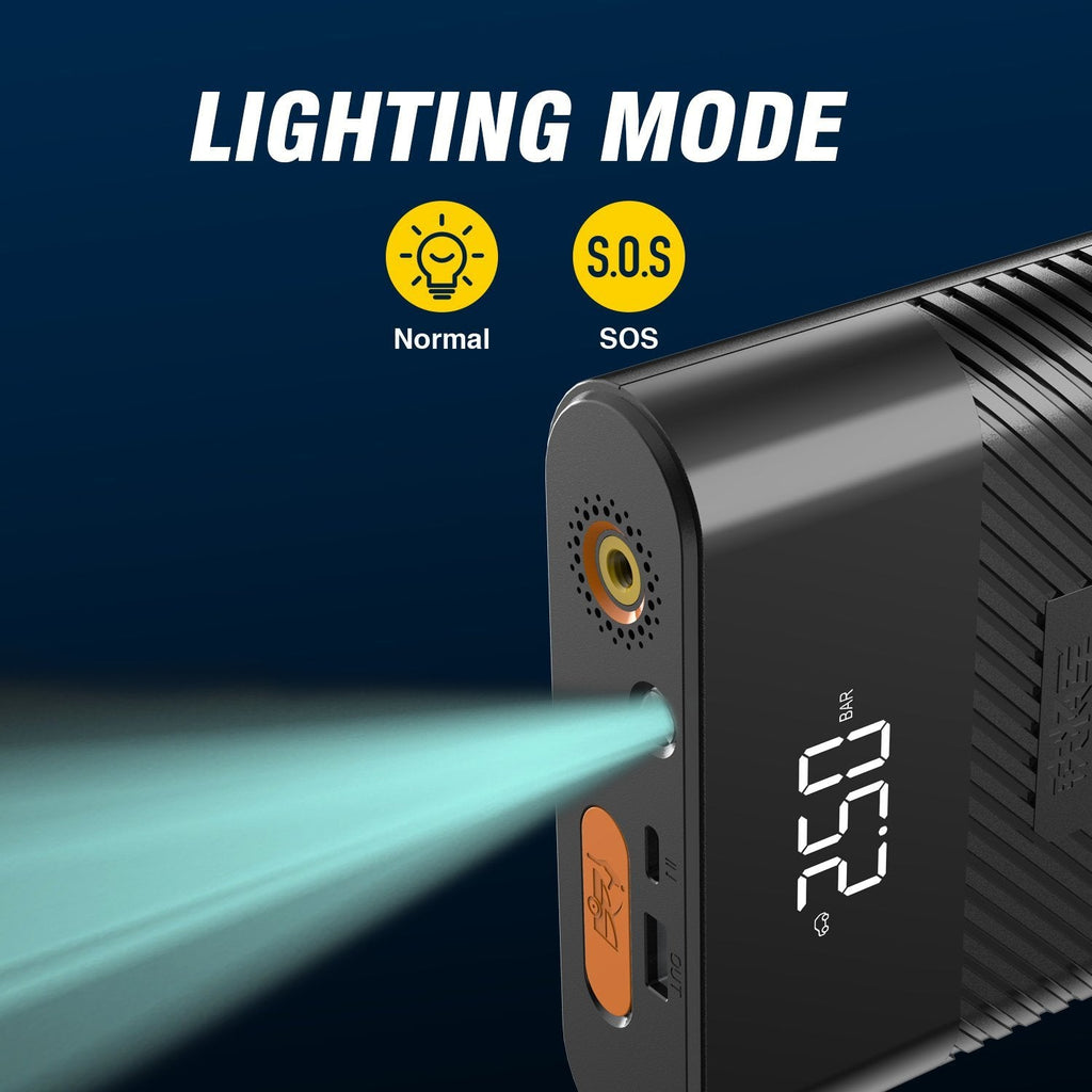 Air Compressor Portable Air Inflator Hand Held Tire Pump 8800mAh with Digital LCD LED Light DC5V/2A Power Bank Jump Starter 120PSI for Car Bicycle Tires and Other Inflatables SP1 - Autolizer