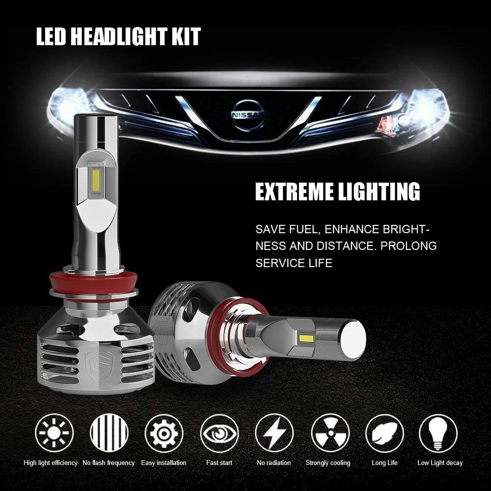 GPNE H11/H8/H9 LED Headlight Bulbs 56W 10000 Lumens Conversion Kit 6000K Cool White Hi/Lo Beam IP68 Waterproof, Pack of 2 - Autolizer