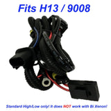 H13 (9008) Single Hi/Lo Beam Wire Relay Harness 12V 35W/55W H/L Wiring