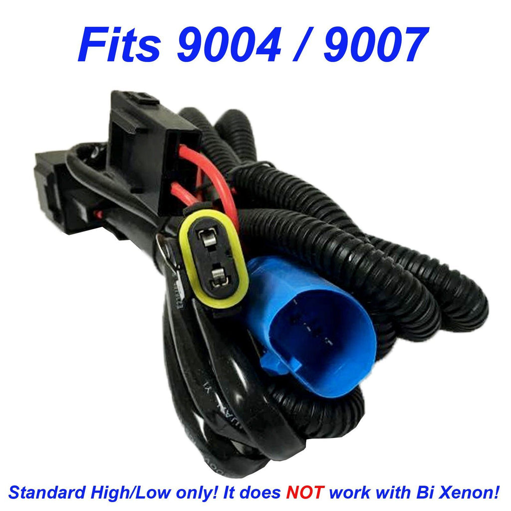 HID Kit 9007 (9004 HB1 HB5) Single Hi/Lo Beam Wire Relay Harness 12V 35W/55W H/L Wiring - Autolizer
