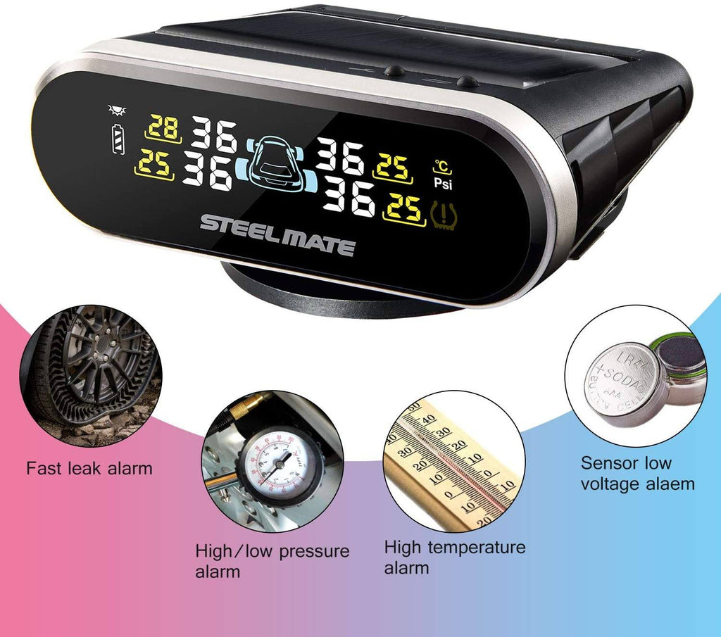 STEELMATE Mini One-s Black Multi-Function Tire Pressure Monitoring System Auto Backlight Sleep Awake - Autolizer