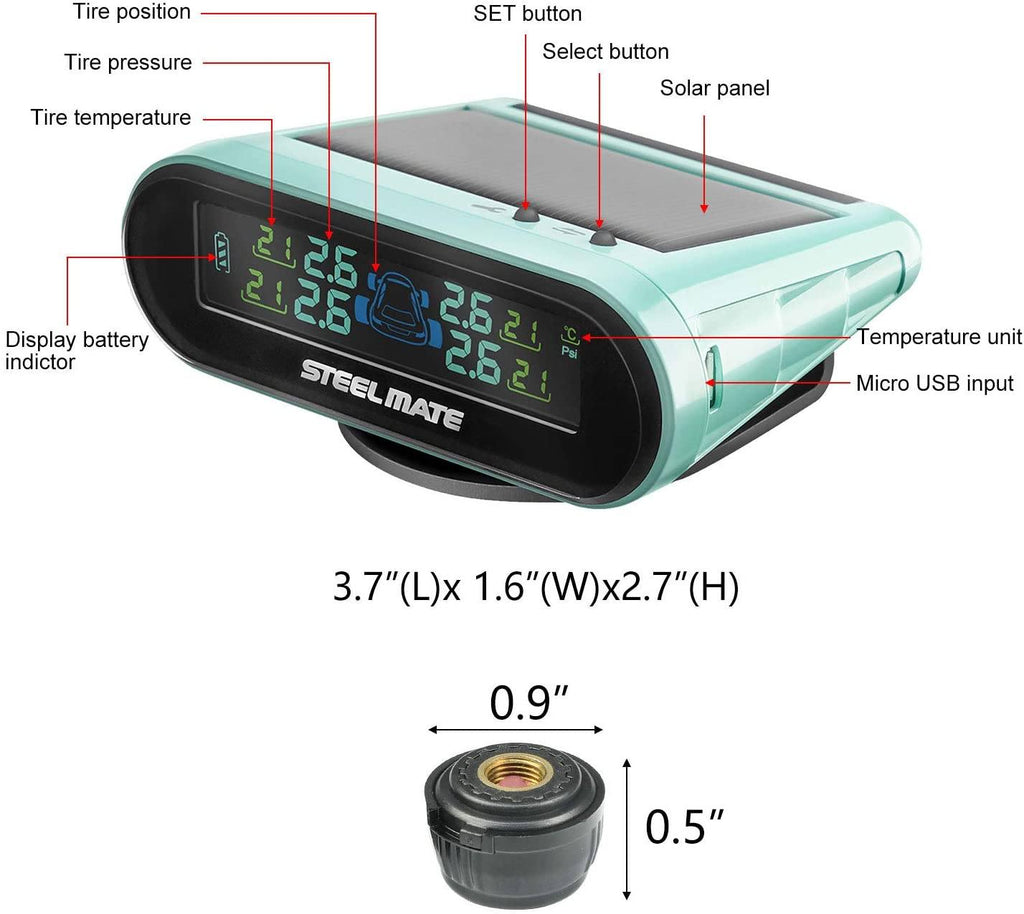 STEELMATE Mini One-s Green Multi-Function Tire Pressure Monitoring System Auto Backlight Sleep Awake - Autolizer