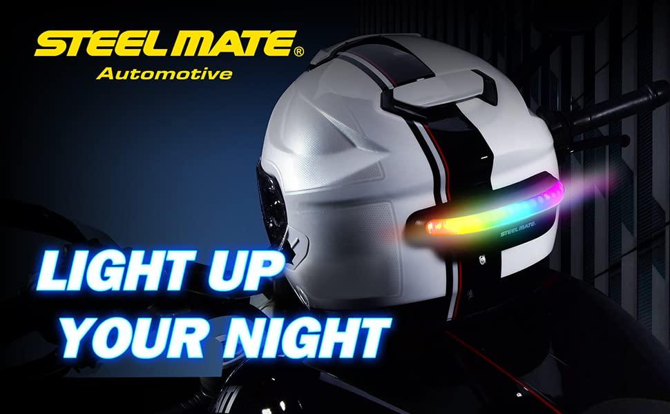 STEEL MATE Motorcycle Helmet Signal Light for Safety, Rechargeable LED Brake Light for Helmet - Autolizer