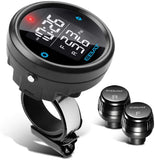 Motorcycle Tire Pressure Monitor System - Universal Motorcycle TPMS Oversized LCD Screen with Display Time in Real Time