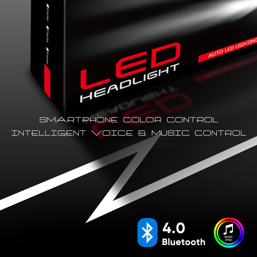 RGB LED Headlight Bulbs Conversion Kit Control by Bluetooth Smartphone App - Autolizer
