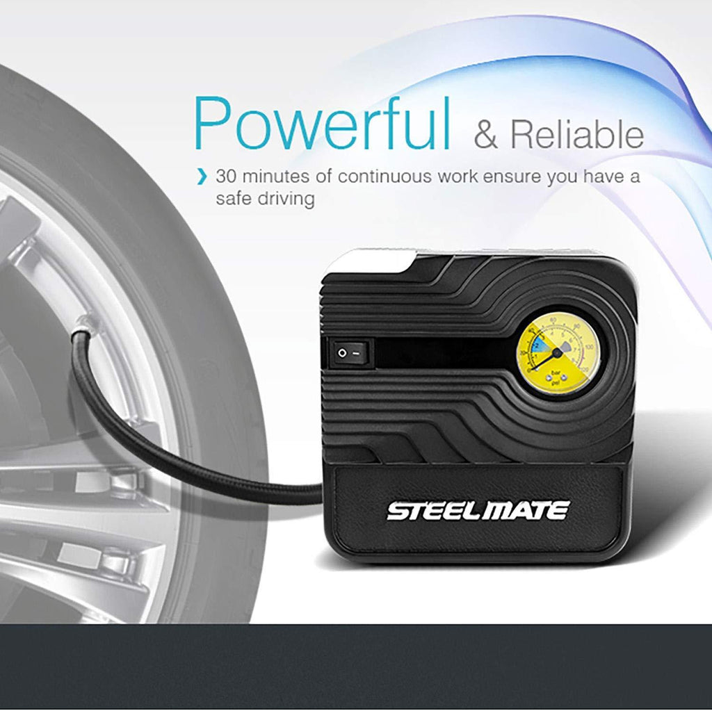 STEEL MATE Tire Inflator Portable Car Air Compressor Pump Digital Auto Emergency Kit - Autolizer