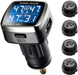STEEL MATE Universal Wireless Tire Pressure Monitoring System, 4 Advanced External Tmps Sensors, Real-time Alarm Function