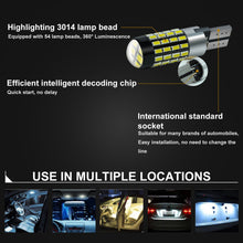 Load image into Gallery viewer, T10/T15 (194/168/158) CanBUS 54-SMD 3014 Xenon White LED Replacement Bulbs - Autolizer